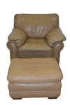 Ethan Allen Leather Brady Chair Ottoman Top Grain Lounge #79-7031-S Honey Used. Price: $1295.00.