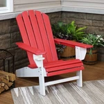 Hdpe Adirondack Chair With Drink Holder - Red/white By Sunnydaze New. Price: $138.67.