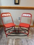 50 Abc Children Red Metal Folding Two 2 Chairs F.c. Castelli Co. Used. Price: $40.00.