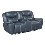 Benjara Eleni Manual Recliner Loveseat- Cup Holders- Blue Faux Leather- 79 Inch New. Price: $1210.15.