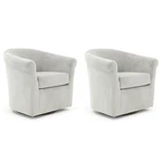 Pemberly Row Set Of 2 19"H Polyester Fabric Swivel Club Chair In White New. Price: $614.73.
