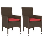 Patio Chairs With Cushions 2 Pcs Brown Poly Rattan Vidaxl New. Price: $123.99.
