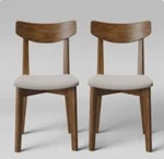 Set Of 2 Astrid Mid-century Dining Chairs Threshold Color Upholstered Walnut Open. Price: $155.00.
