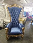 Brand New Royal 70" Tall Throne Party Chair Style - Blue Velvet / Gold. Price: $975.00.