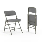 Host Events Comfortably - Set Of 2 Gray Fabric Folding Chairs New. Price: $154.99.