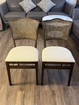 Set Of 2 Stakmore French Natural Cane Back Solid Wood Folding Chairs Used. Price: $155.00.