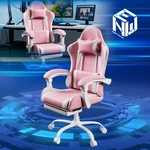 Pink/white Adjustable Headrest 360 Swivel Home Office Gaming Chair W/footrest New. Price: $89.99.