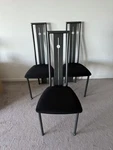 Set Of Three Vintage Amisco Charcoal Highback Upholstered Dining Chairs Used. Price: $895.00.