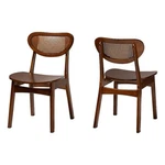 Baxton Studio Hesper Walnut Brown Wood And Rattan 2-PIECE Dining Chair Set New. Price: $218.35.