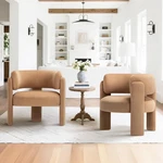 Set Of 2 Modern Velvet Accent Chairs With Solid Wood Legs - Khaki New. Price: $566.99.