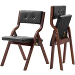 Vevor Wooden Folding Chairs With Leather Cushion And Frame Black Set Of 2 New. Price: $139.99.