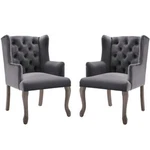 Modway Realm Performance Velvet Tufted Arm Chair In Gray (set Of 2) New. Price: $496.99.