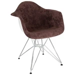 Leisuremod Willow Velvet Eiffel Metal Base Accent Armchair In Coffee Brown New. Price: $117.39.