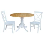 42 In. Dual Drop Leaf Table With Cross Back Dining Chairs - 3 Piece Set New. Price: $614.88.