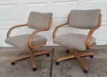 Stunning Oak Chromcraft Cantilever Top Swivel Tilt Upholstered Chair On Casters Used. Price: $899.00.