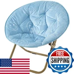 Urban Lifestyle Smiley Face Embossed Micromink Saucer Chair Gold Legs Baby Blue New. Price: $76.79.