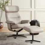 Bruce Mushroom Faux Leather Swivel Recliner And Slanted Ottoman New. Price: $649.98.