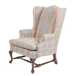 Hancock & Moore Mahogany Queen Anne Style Wing Chair High End Designer Fabric Used. Price: $1399.00.