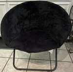 Mainstays Faux Fur Folding Saucer Chair, Black, For Tweens, Teens, And Adults New. Price: $65.00.