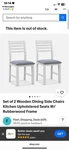 Set Of 2 Wooden Dining Side Cha ? Kitchen Unholstered Seats W/ Cushions New. Price: $100.00.