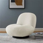 Pemberly Row Modern Boucle Fabric Upholstered Swivel Chair In Ivory/black New. Price: $527.19.