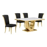 Best Quality Furniture White Marble Dining Set With Black Velvet Chairs New. Price: $2262.11.