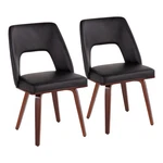 Triad Mid-century Modern Upholstered Chair In Walnut Bamboo And Black Faux Lea New. Price: $336.57.