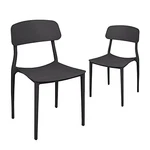 Canglong Slat Back Pp Plastic Dining Chairs, Set Of 2, Black Used. Price: $180.08.