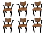 Set Of 6 Mid-century Thonet Ebony Brentwood Arm Chairs, C. 1950 Vvg Used. Price: $4350.00.