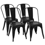 Sweetcrispy Metal Dining Chairs Set Of 4, 18 Inch Stackable Black New. Price: $235.49.