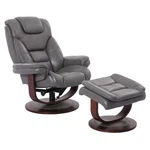 Parker Living Monarch Leather Manual Reclining Swivel Chair And Ottoman Gray New. Price: $1209.00.