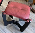 Img Luna Ottoman Only In Prime Red Leather - Espresso Wood Base New. Price: $549.00.
