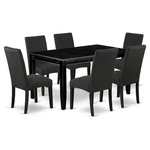 East West Furniture Dudley 7-PIECE Wood Dining Set With Fabric Seat Black New. Price: $906.31.