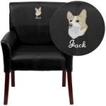 Flash Black Lthr Side Reception Chair, Mahog Legs BT-353-BK-LEA-EMB-GG New. Price: $364.99.
