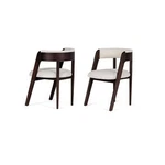 Modrest Vegas - Modern Cream Fabric + Walnut Oak Dining Chair (set Of 2) New. Price: $544.61.