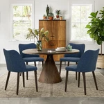 Dining Chairs Set Of 4 Modern Pu Leather Padded Seat Wood Legs Blue Colamy Room New. Price: $369.99.