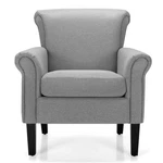 Giantex Upholstered Modern Fabric Accent Chair W/ Rubber Wood Legs Light Gray New. Price: $109.99.