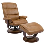 Pemberly Leather Manual Reclining Swivel Chair And Ottoman Brown New. Price: $884.55.