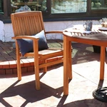 2 Solid Teak Wood Stackable Outdoor Dining Armchair - Light Brown By Sunnydaze New. Price: $399.00.
