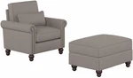 Beige Herringbone Accent Chair & Ottoman Set For Traditional Living Rooms New. Price: $1197.99.