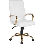 Flash Furniture Hi-back White Leather Office Chair, Gold GO-2286H-WH-GLD-GG New. Price: $279.99.