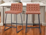 Set Of Two 26" Brown And Black Faux Leather Steel Counter Height Bar Chairs New. Price: $323.15.