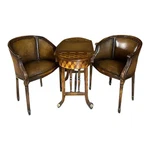 Vintage 1998 Theodore Alexander Multi Game Table Two Barrel Back Chairs Used. Price: $5200.00.