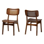 Baxton Studio Tafari Walnut Brown Wood And Rattan 2-PIECE Dining Chair Set New. Price: $218.35.