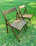 2 Wood Slatted Folding Chairs Mcm Style Retired Ikea Fr Svi / Terje Scandinavian Used. Price: $65.00.