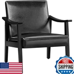Yaheetech Pu Leather Accent Mid-century Modern Armchair Solid Wood Legs New. Price: $143.98.