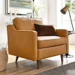 Modway Impart Upholstered Genuine Leather Armchair Tan New. Price: $460.25.