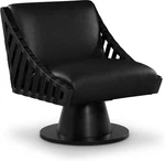 Art Deco Swivel Accent Chair In Black Vegan Leather - New. Price: $818.99.