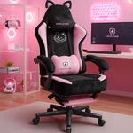 Gtplayer Pink Gaming Chair Cat Ears Ergonomic Recliner Velvet Lumbar Support New. Price: $139.99.