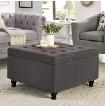Christopher Knight Home Perlat Linen Storage Ottoman With Button Tufted New. Price: $181.73.